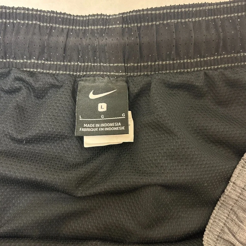 Nike Running Short‎ Mens L Gray Logo Swoosh Slash Pockets Drawstring Polyester